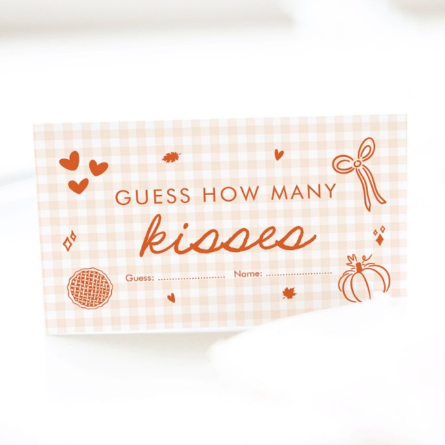 Carte D'accompagnement Cute Fall Cutie Pie Devinez Combien De Baisers Jeu (Hand Drawn Cute Fall Cutie Pie Guess How Many Candies Game)