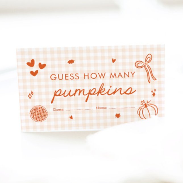Carte D'accompagnement Cute Fall Cutie Pie Devinez Combien De Citrouilles (Hand Drawn Cute Fall Cutie Pie Guess How Many Pumpkins Game)