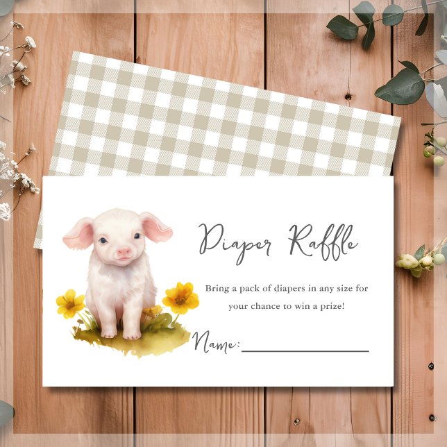 Carte D'accompagnement Cute Farm Animaux Déchets Baby shower au raffe (Créateur téléchargé)