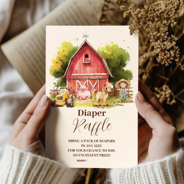 Carte D'accompagnement Cute Farm Animaux Raffle Diapper (Créateur téléchargé)