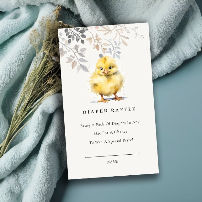 Carte D'accompagnement Cute Farm Chick Floral Diaper Baby shower Raffin (Créateur téléchargé)