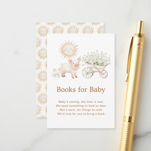 Carte D'accompagnement Cute Farm Grange Baby shower Livres pour bébé (Devant/Arrière en situation)