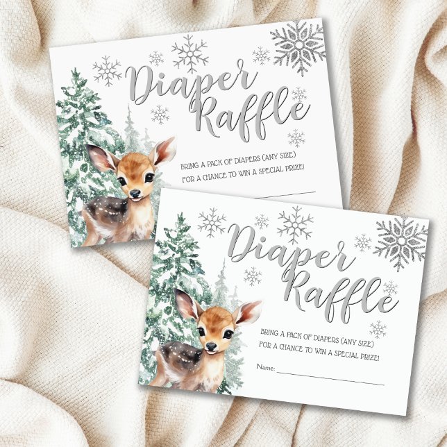Carte D'accompagnement Cute Fawn | Baby shower d'hiver de la neige Raffin (Créateur téléchargé)