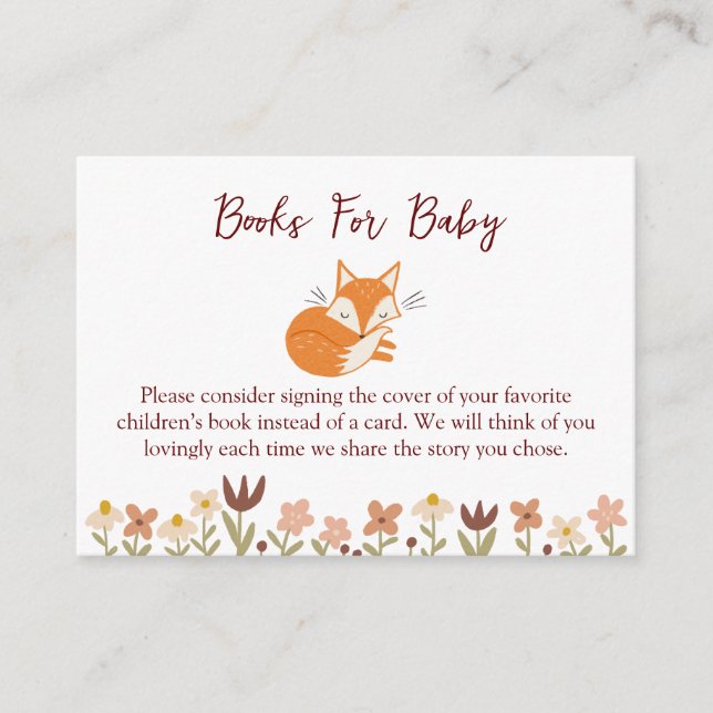 Carte D'accompagnement Cute Fox Baby shower Livres pour bébé (Devant)