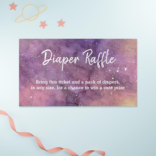 Carte D'accompagnement Cute Galaxy Aquarelle Baby shower Déchets Raffle (Galaxy watercolor diaper raffle card)