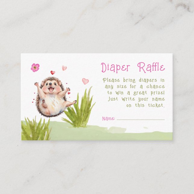 Carte D'accompagnement Cute Garden Hérisson Baby shower Déchets Raffle (Devant)
