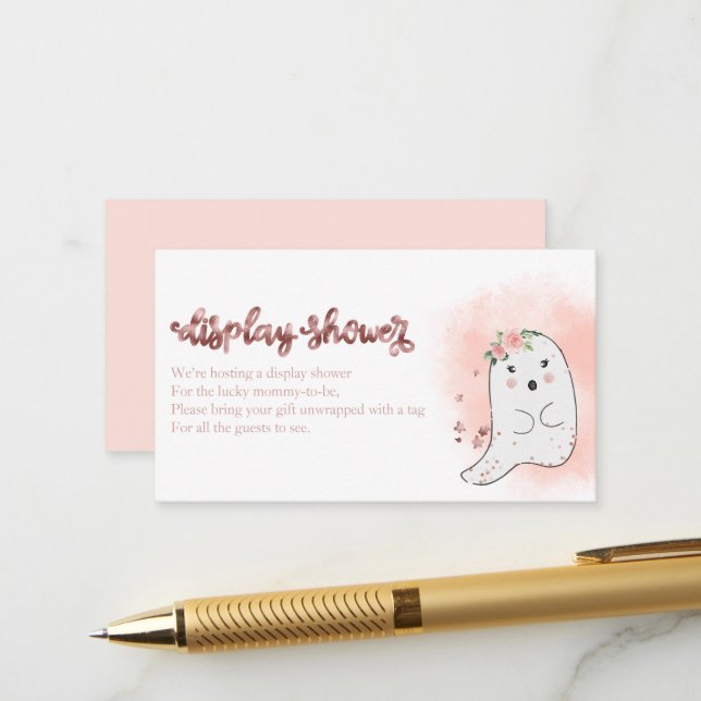 Carte D'accompagnement Cute Ghost Halloween Baby shower Écran Douche En (Devant/Arrière en situation)