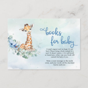 Carte D'accompagnement Cute girafe fleurs bleues eucalyptus demande de ré