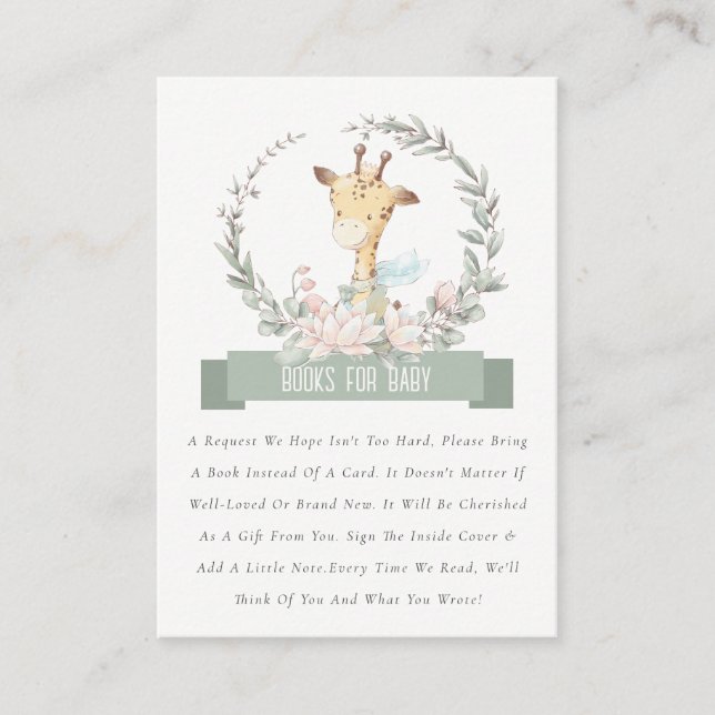 Carte D'accompagnement Cute Giraffe Livre de couronne Florale pour Baby s (Devant)