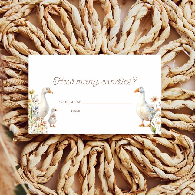 Carte D'accompagnement Cute Goose Fleurs sauvages Devinez Combien De Cand (Créateur téléchargé)