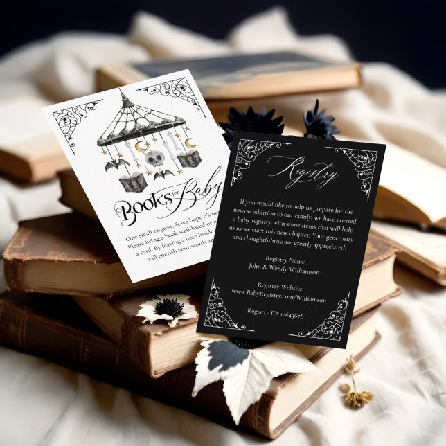 Carte D'accompagnement Cute Gothic Baby Mobile Livres pour bébé et regist (Cute Gothic Baby Mobile Books for Baby & Registry Enclosure Card)