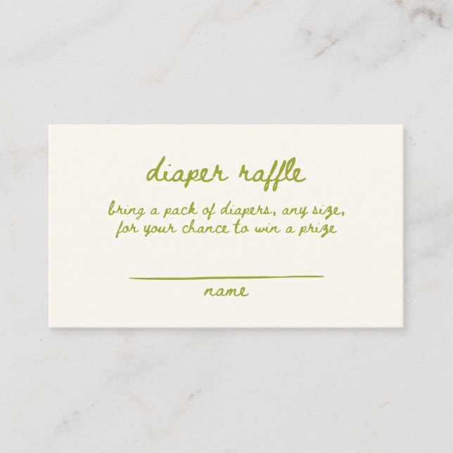 Carte D'accompagnement Cute Green Baby shower manuscrit Repas de couches (Devant)