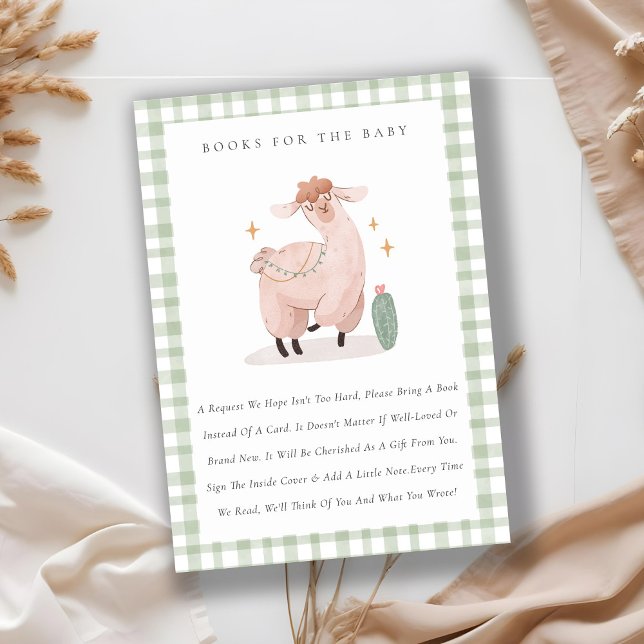 Carte D'accompagnement Cute Green Cactus Boho Llama Livres Pour Baby show (Créateur téléchargé)
