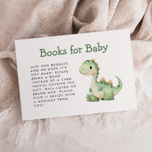 Carte D'accompagnement Cute Green Dinosaur Baby shower Livres