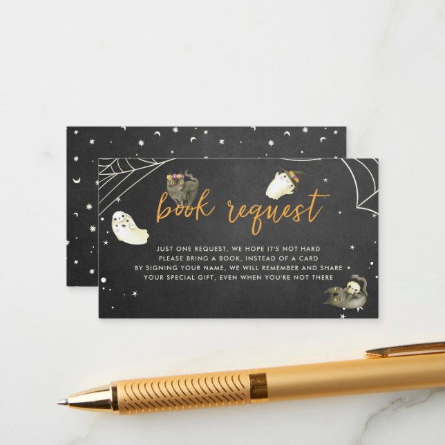 Carte D'accompagnement Cute Halloween Little Boo Baby shower Demande de r (Devant/Arrière en situation)