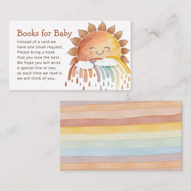 Carte D'accompagnement Cute Happy Sunshine Livres pour Baby shower bébé (Devant / Derrière)