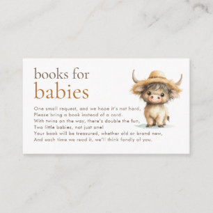 Carte D'accompagnement Cute Highland Cow Twins Livres pour Baby shower