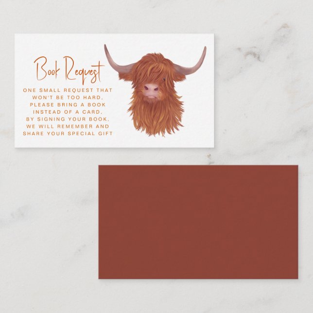 Carte D'accompagnement Cute Highland Vache Demande de Baby shower (Devant / Derrière)