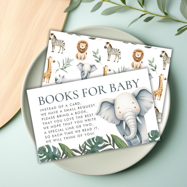 Carte D'accompagnement Cute Jungle Safari Animaux Green Books for Baby (Cute Jungle Safari Animals Greenery Books for Baby Enclosure Card)