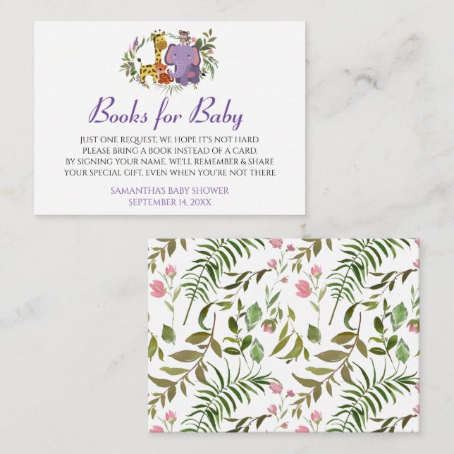 Carte D'accompagnement Cute Jungle Safari Apportez un Baby shower de cart (Devant / Derrière)