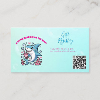 Carte D'accompagnement Cute Kawaii Boba Shark Baby shower QR Code