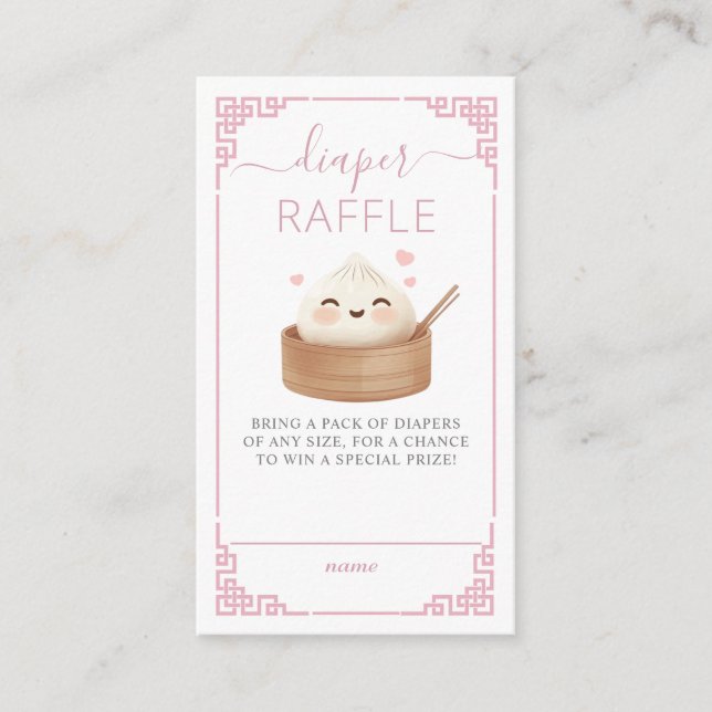 Carte D'accompagnement Cute Kawaii Petit Dépotoir Bao Pink Diaper Raffle (Devant)
