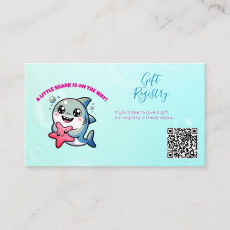 Carte D'accompagnement Cute Kawaii Shark Baby shower QR Code