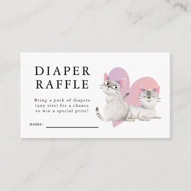 Carte D'accompagnement Cute Kitten Thème Twins Baby shower Déchets Raffle (Devant)
