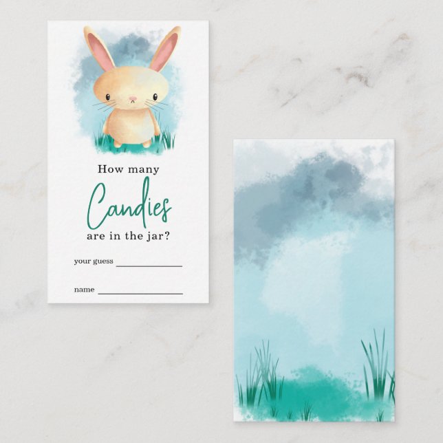 Carte D'accompagnement Cute lapin Combien de bonbons jeu (Devant / Derrière)