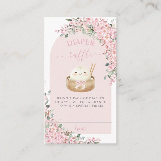Carte D'accompagnement Cute Little Dumpling Cherry Blossoms Diaper Raffle (Devant)