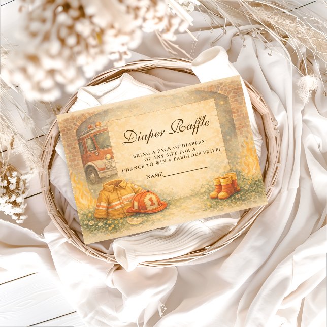Carte D'accompagnement Cute Little Firefighter Diapper Raffle (Créateur téléchargé)