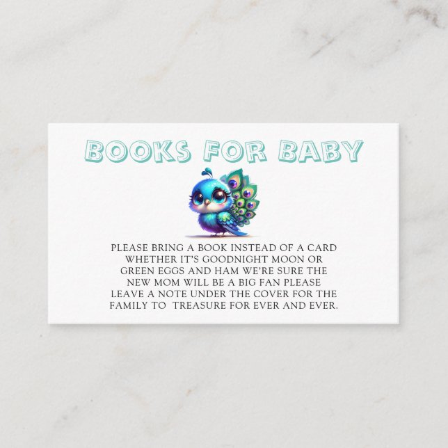 Carte D'accompagnement Cute Little Peacock Livres Pour Bébé (Devant)