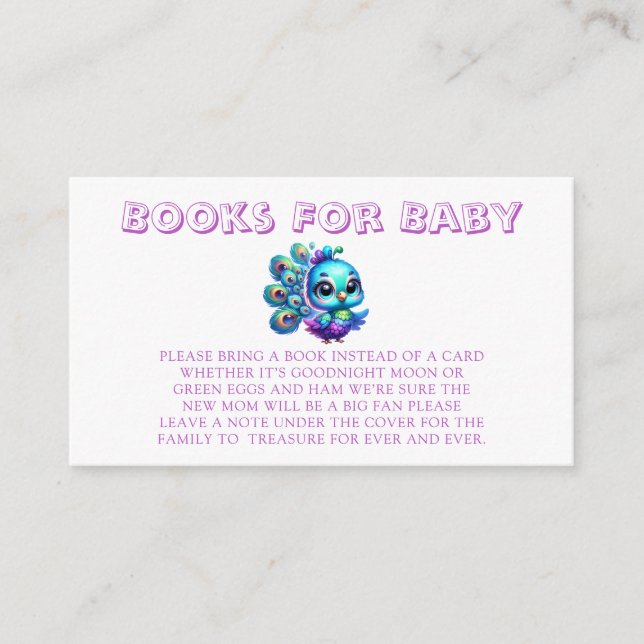 Carte D'accompagnement Cute Little Peacock Livres Pour Bébé (Devant)