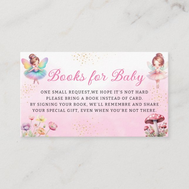 Carte D'accompagnement Cute Magique Fairy Rose Floral Livres pour bébé (Devant)
