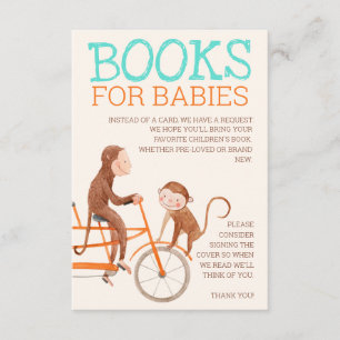 Carte D'accompagnement Cute Monkey Double Trouble Twins Baby shower Livre
