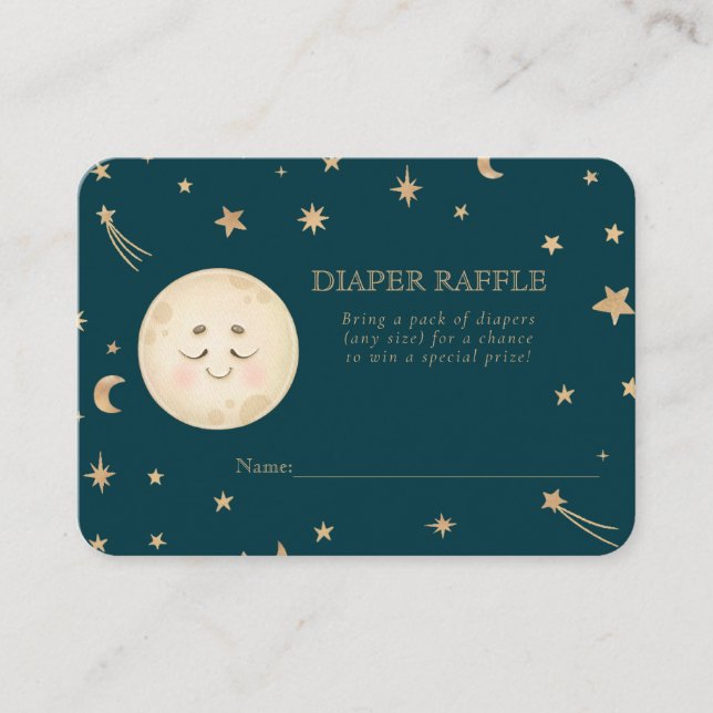 Carte D'accompagnement Cute Moon Golden Stars Baby shower Diaper Raffle (Devant)
