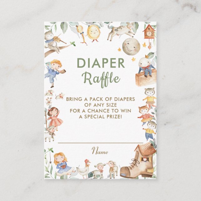 Carte D'accompagnement Cute Nursery Rhyme Baby shower Déchets Raffin (Devant)