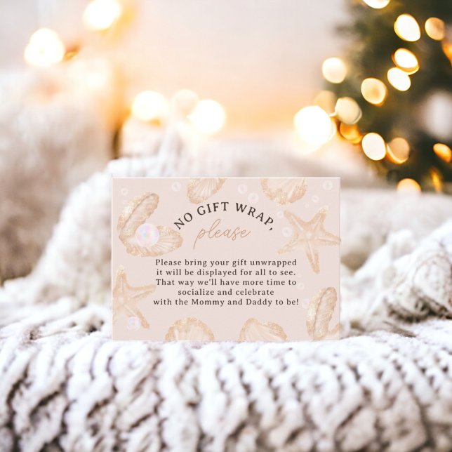 Carte D'accompagnement Cute océan petit baby shower perle pas d'enveloppe (Cute ocean little pearl baby shower no wrap enclosure card)