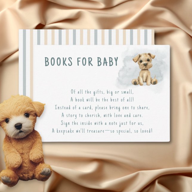 Carte D'accompagnement Cute Oh Boy Puppy Blue Baby shower Livres pour béb (Créateur téléchargé)
