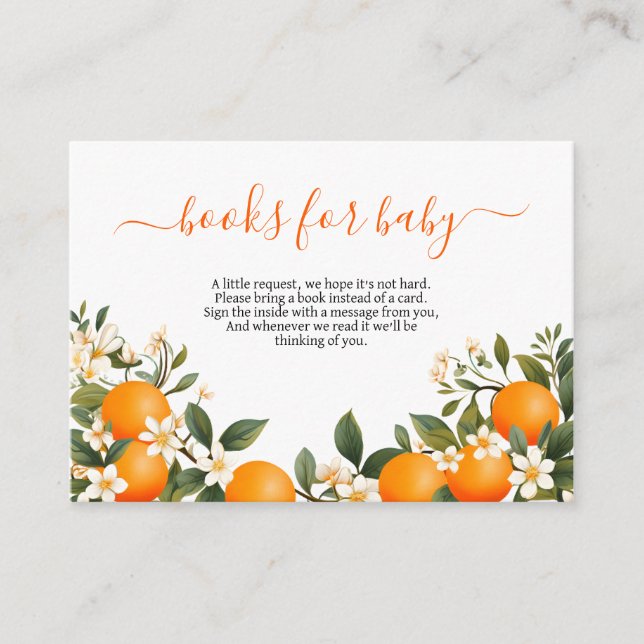 Carte D'accompagnement Cute Orange Citrus Livres pour bébé (Devant)