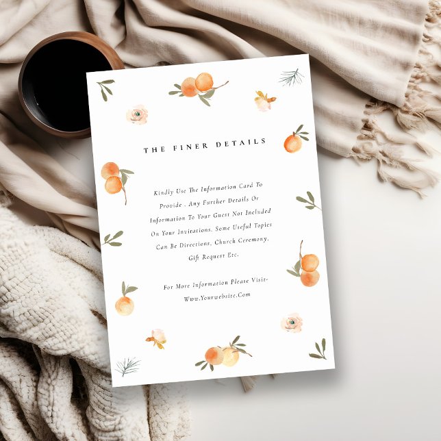 Carte D'accompagnement Cute Orange Floral Boho Botanical Mariage Détail (Créateur téléchargé)