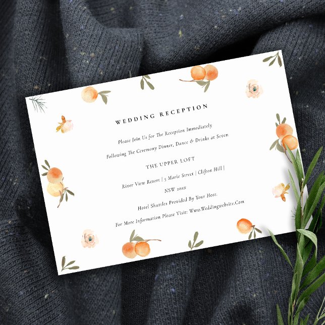 Carte D'accompagnement Cute Orange Floral Boho Foliage Réception de maria (Créateur téléchargé)