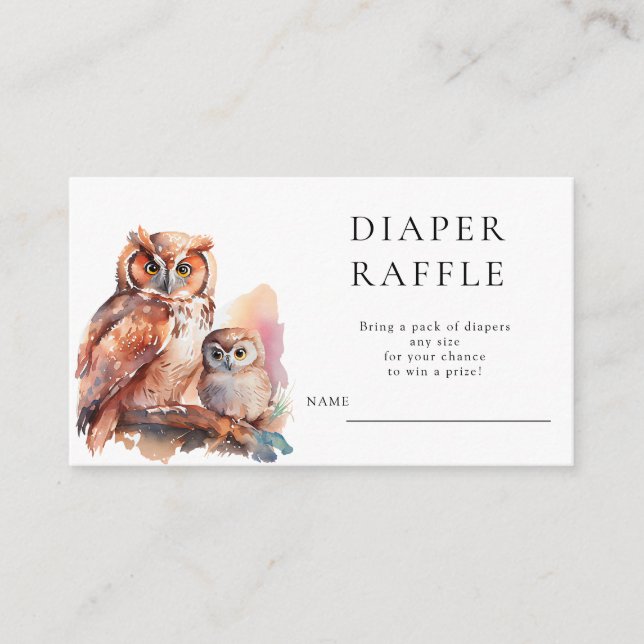 Carte D'accompagnement Cute Owl Baby shower Déchets Raffle (Devant)