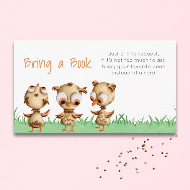 Carte D'accompagnement Cute Owls Baby shower Apportez un livre (Créateur téléchargé)