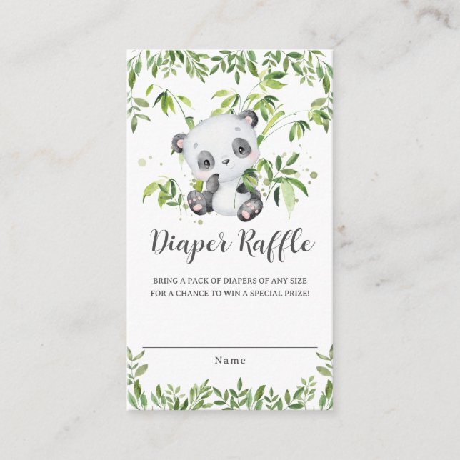 Carte D'accompagnement Cute Panda Baby shower de verdure Déchets Raffle (Devant)