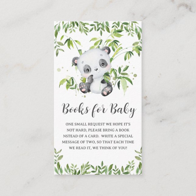Carte D'accompagnement Cute Panda Baby shower de verdure Livres pour bébé (Devant)