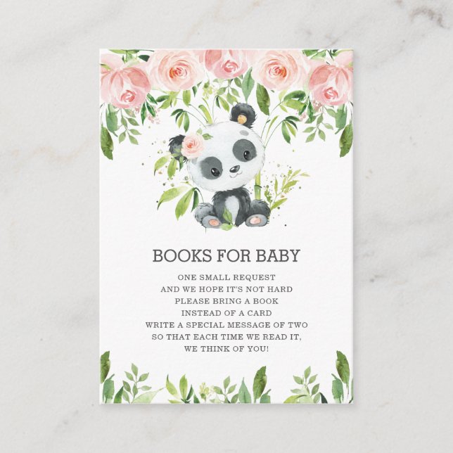 Carte D'accompagnement Cute Panda Floral Greenery Apportez des livres pou (Devant)