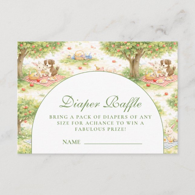 Carte D'accompagnement Cute Pastel Barnyard Celebration Diapper Raffle (Devant)