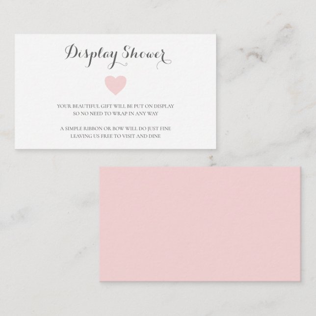 Carte D'accompagnement Cute Pastel Rose Coeur Girl Afficher Douche (Devant / Derrière)
