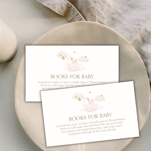 Carte D'accompagnement Cute Princess Swan Moon Star Livres Pour Baby show (Cute Princess Swan Moon Star Books For Baby Shower Enclosure Card)